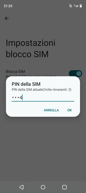 Inserisci PIN della SIM attuale e seleziona OK