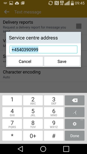 Enter the Service centre number and select Save