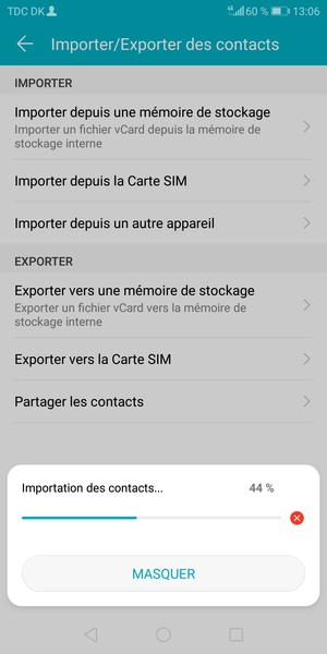 Vos contacts vont être enregistrés sur votre compte Google et dans votre téléphone lors de la prochaine synchronisation de Google.