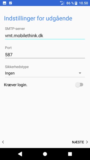 Slå Kræver login. fra og vælg NÆSTE