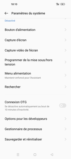 Faites défiler et sélectionnez Sauvegarder et réinitialiser