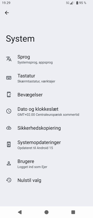 Vælg Sikkerhedskopiering