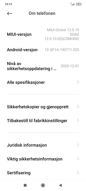 Bla til og velg Sikkerhetskopier og gjenopprett