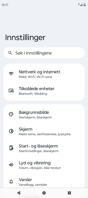 Velg Nettverk og Internett