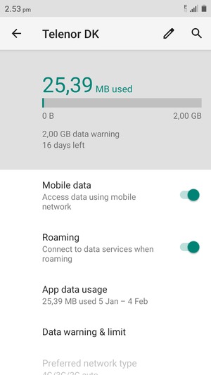 Turn Roaming on or off