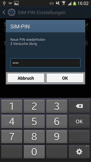 Bestätigen Sie Ihre neue SIM-PIN und wählen Sie OK