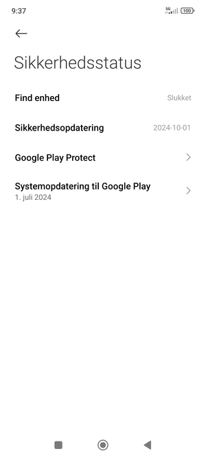 Vælg Systemopdatering til Google Play