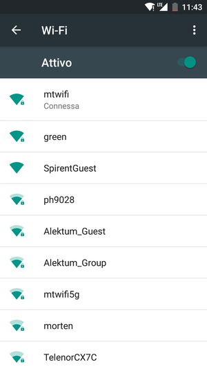 Ora sei connesso alla rete Wi-Fi