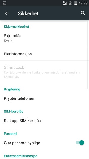Velg Sett opp SIM-kortlås