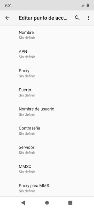 Introduzca la información de Internet