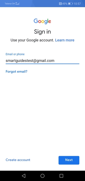 Enter your Gmail address and select Next