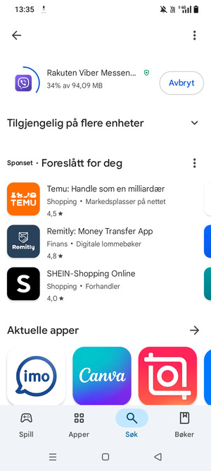 Vent til installasjonen er ferdig