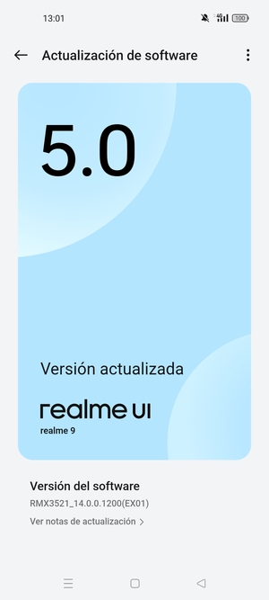 Si su teléfono está actualizado, verá la siguiente pantalla