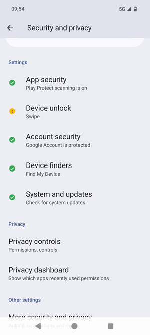 Scroll to and select More security and privacy