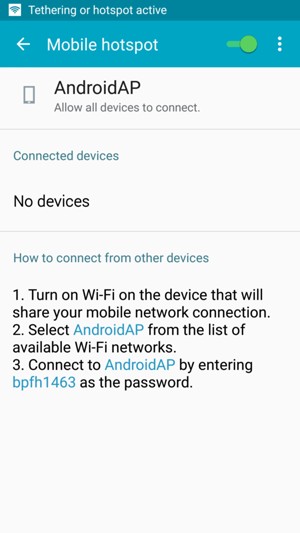 Your phone is now set up for use as a modem