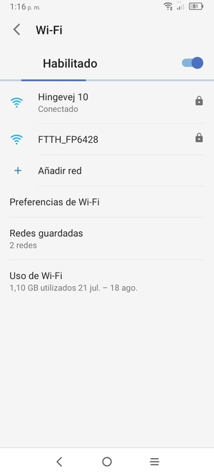 Ahora está conectado a la red Wi-Fi