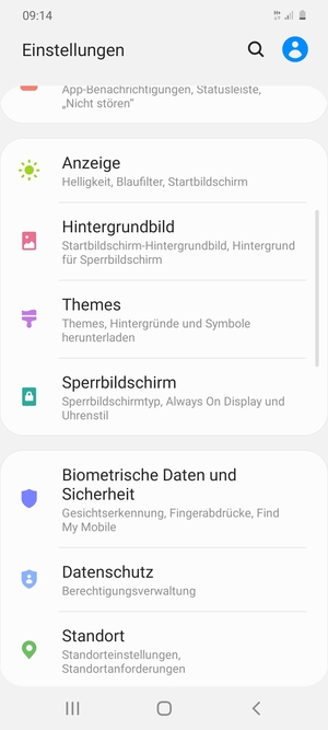 Um Ihre Bildschirmsperre zu aktivieren, gehen Sie zum Einstellungen Menü und wählen Sie  Sperrbildschirm