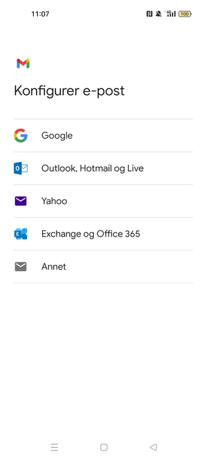 Velg Outlook, Hotmail og Live