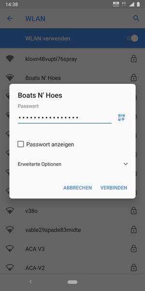 Geben Sie das WLAN-Passwort ein und wählen Sie VERBINDEN