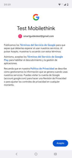 Seleccione Acepto