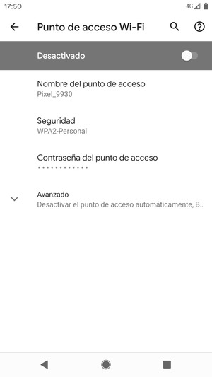 Seleccione Contraseña del punto de acceso