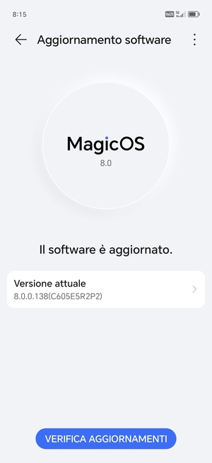 Se il tuo telefono è aggiornato, vedrai la seguente schermata