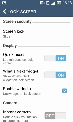 Select Screen lock