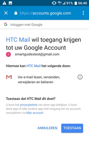 Selecteer TOESTAAN