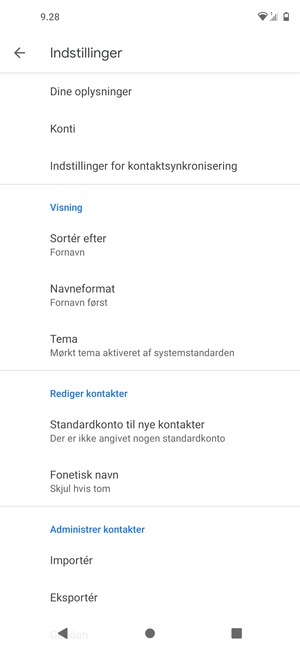 Vælg Importér