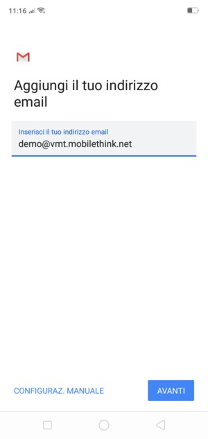 Inserisci il tuo indirizzo email e seleziona AVANTI
