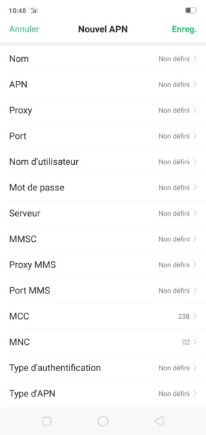 Saisissez les informations MMS