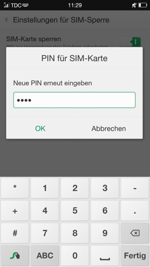 Bestätigen Sie Ihre neue PIN für SIM-Karte und wählen Sie OK