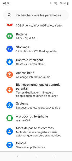 Faites défiler et sélectionnez Mots de passe et comptes