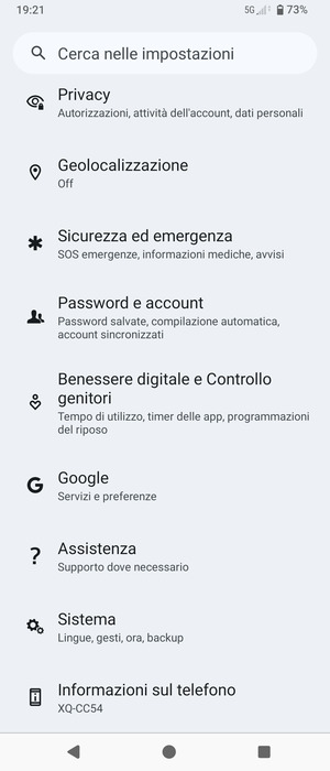 Scorri e seleziona Sistema