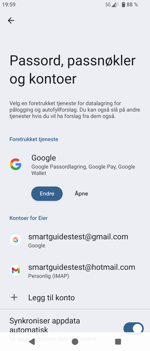 Velg din Google-konto