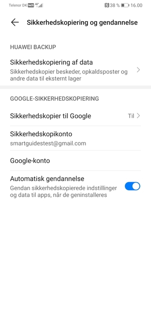 Vælg Sikkerhedskopikonto