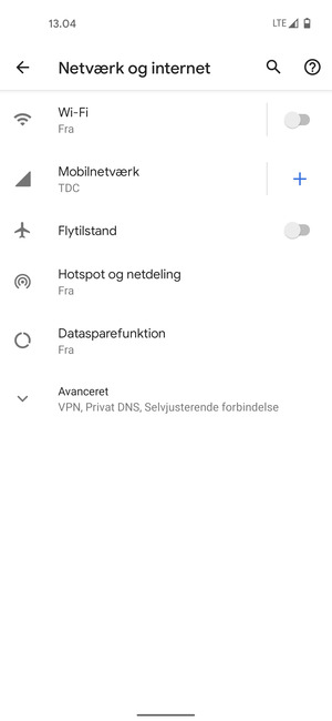 Vælg Mobilnetværk