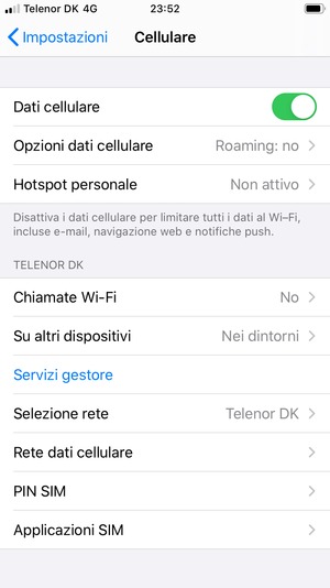 Seleziona PIN SIM