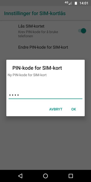 Skriv inn Ny PIN-kode for SIM-kort og velg OK