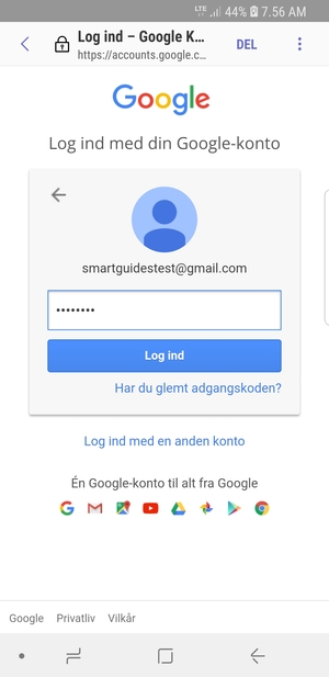 Indtast din Gmail adgangskode og vælg Log ind