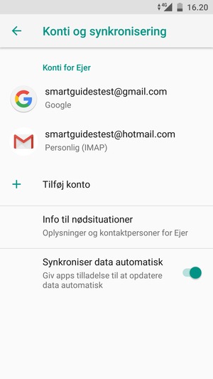 Vælg din Google konto