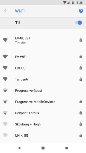 Du er nu tilsluttet Wi-Fi netværket