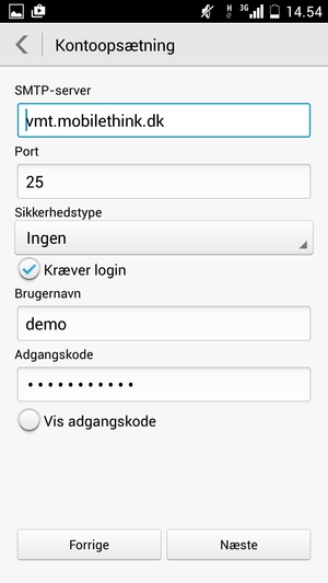Indtast udgående serveradresse
