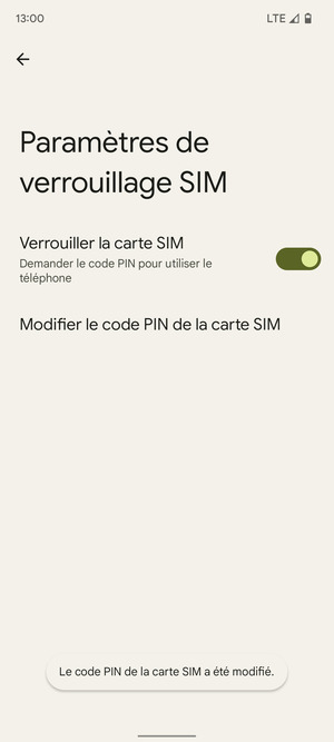 Votre code PIN de la carte SIM a été modifié