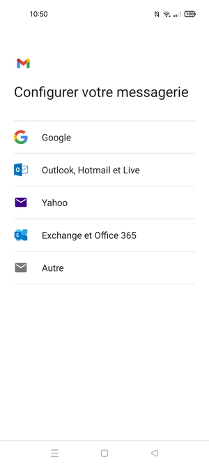 Sélectionnez Outlook, Hotmail et Live