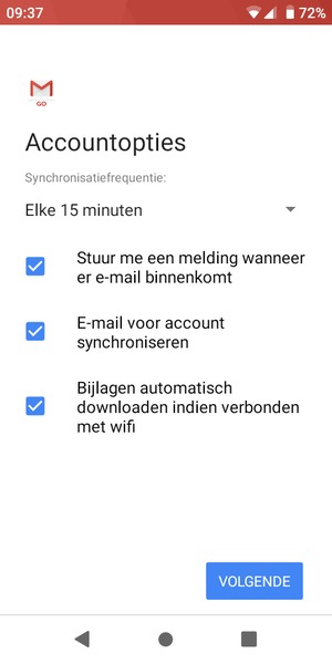 Selecteer VOLGENDE