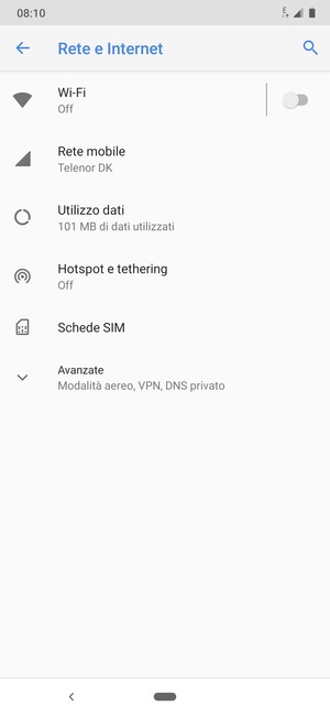 Seleziona Rete mobile