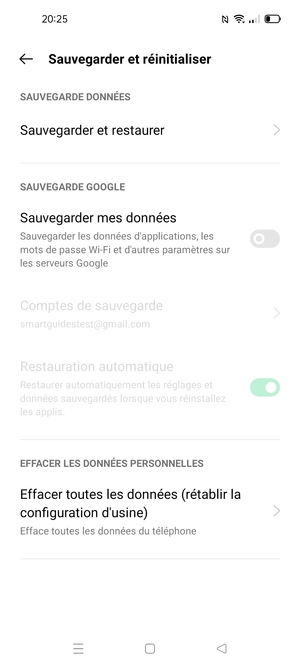Activer le Sauvegarder mes données