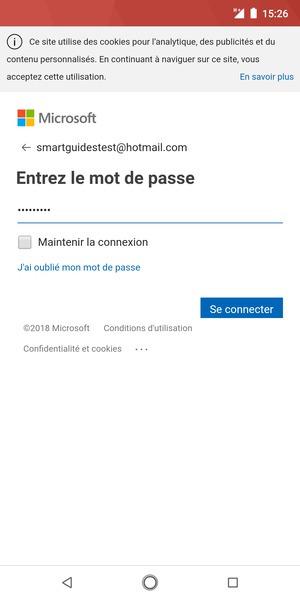 Saisissez votre mot de passe et sélectionnez Se connecter