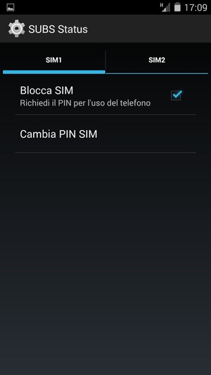 Seleziona SIM1 o SIM2 e poi Cambia PIN SIM